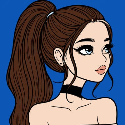 a beautiful and realistic girl with a high pony tail