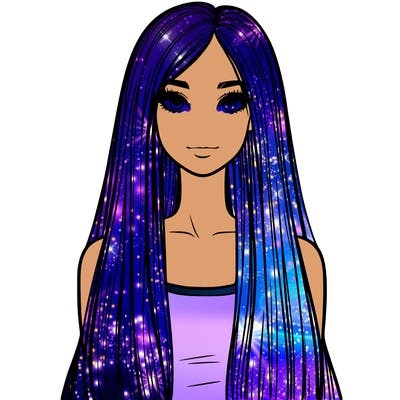 realistic girl with long straight hair