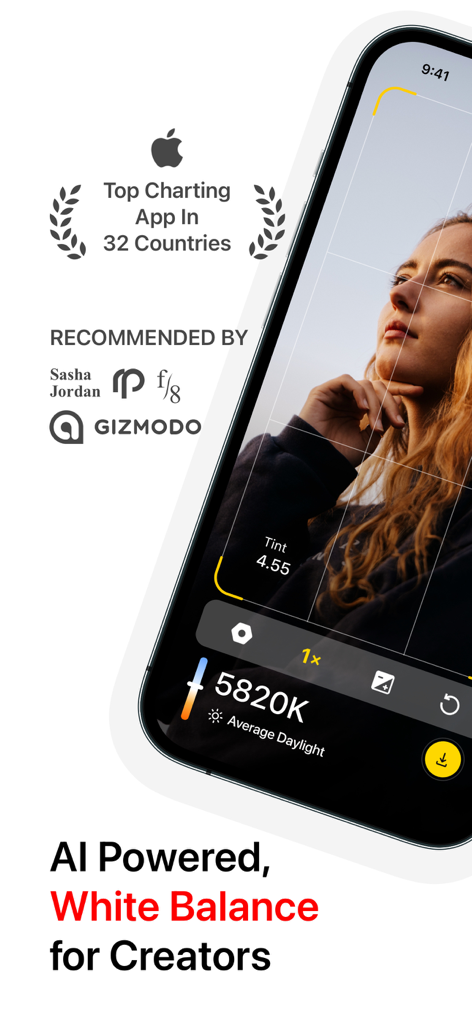 White Balance Meter AI - KEV - Aplicación KEV White Balance Meter AI con pantalla de temperatura Kelvin en tiempo real para fotografía y videografía.