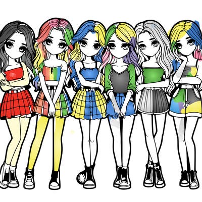 a group of girls realistic