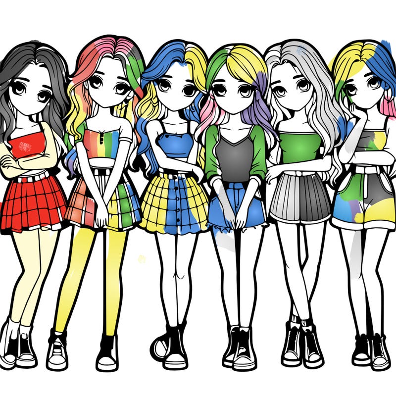 a group of girls realistic