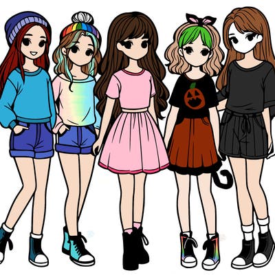 a group of five girls