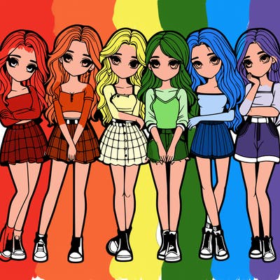 a group of girls realistic