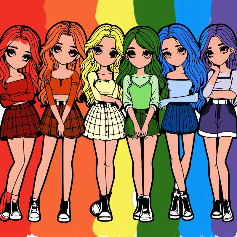 a group of girls realistic