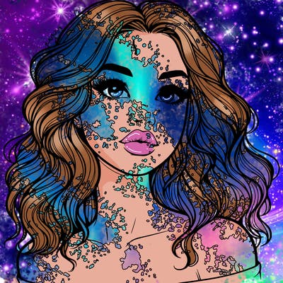 realistic girl with wavy hair and lips