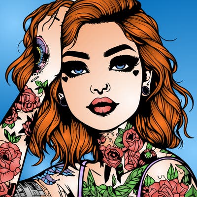 realistic girl with tattoos all over