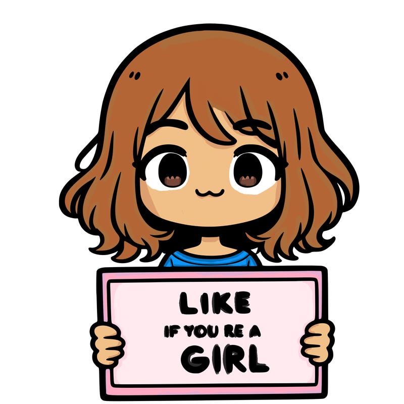 a cute girl holding a sign that says like if you’re a girl
