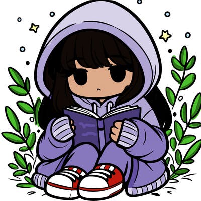girl in oversized hoodie reading a book