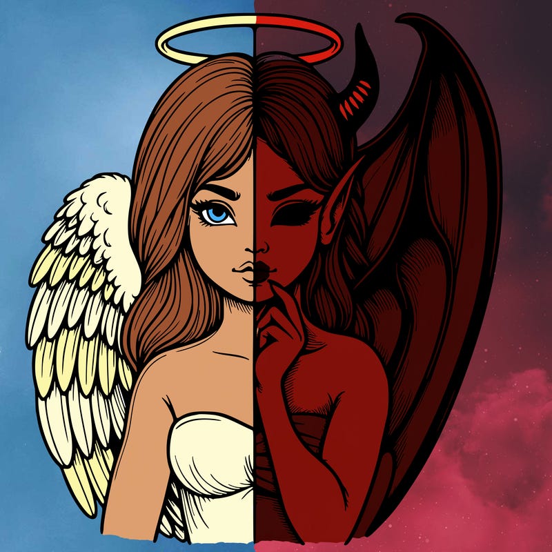 realistic angel half demon