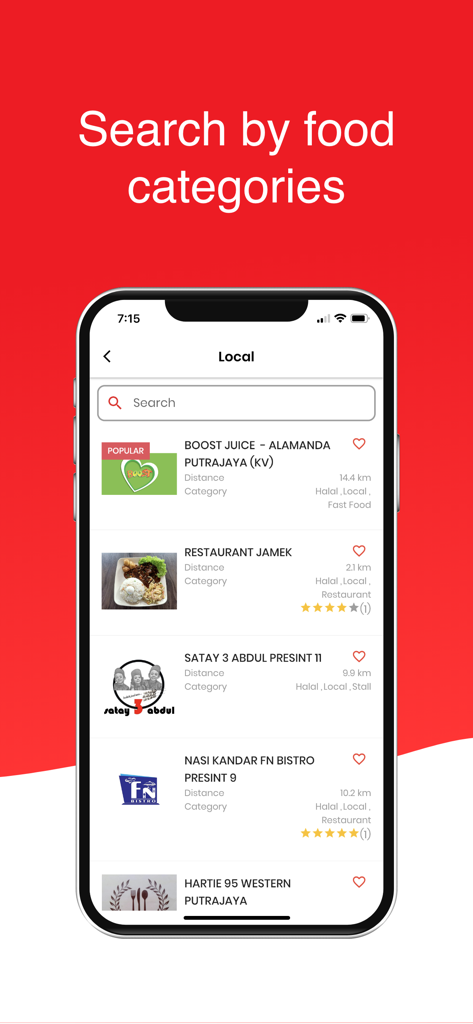 halo delivery - Halo Delivery app interface displaying a search bar and a list of local restaurants with ratings and distances