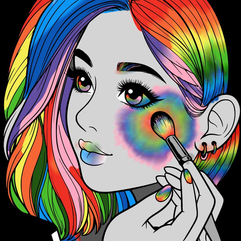 a realistic girl doing her makeup