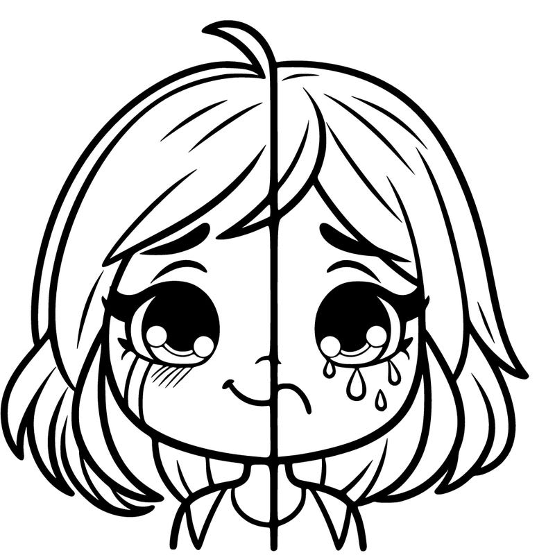 split girl happy and sad