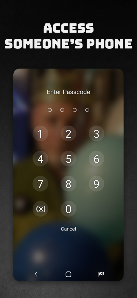 Peek a Phone - Pantalla de bloqueo de smartphone con interfaz de teclado numérico para un juego de misterio
