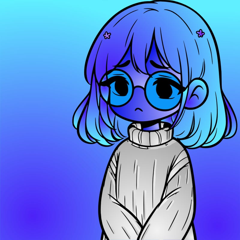 sad girl with glasses in a sweater