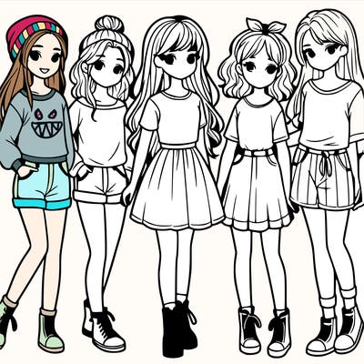 a group of five girls