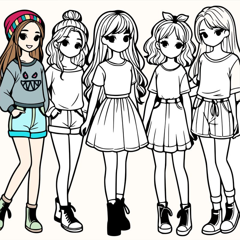 a group of five girls