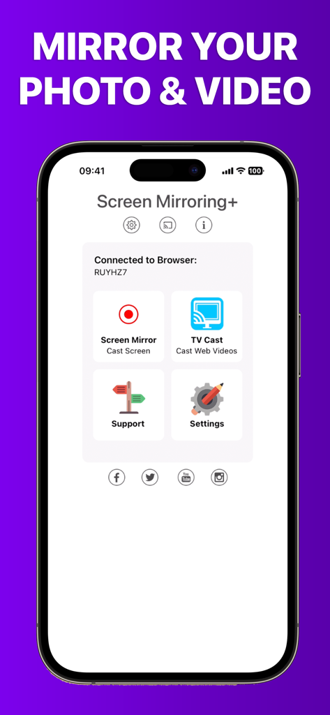 Screen Mirroring+ for Roku - Screen Mirroring plus app home screen for casting media from iPhone to Roku