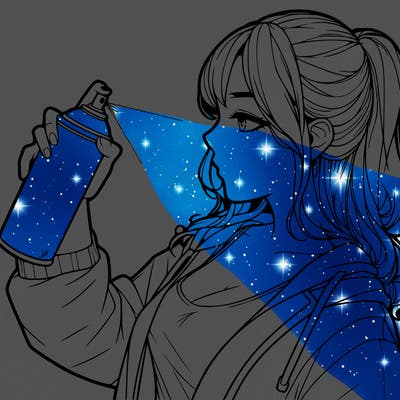 a realistic girl spray, painting