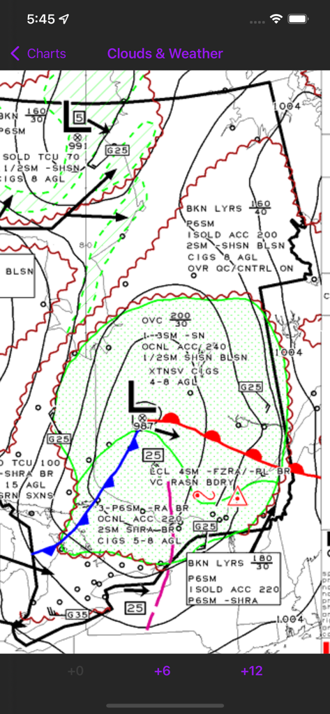 Canada Weather - Carta técnica de Pronóstico de Área Gráfica GFA que muestra capas de nubes y frentes meteorológicos