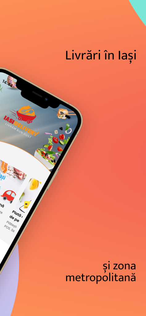 Iasi Delivery - Iasi Delivery app interface on a smartphone screen showing delivery services in Iasi