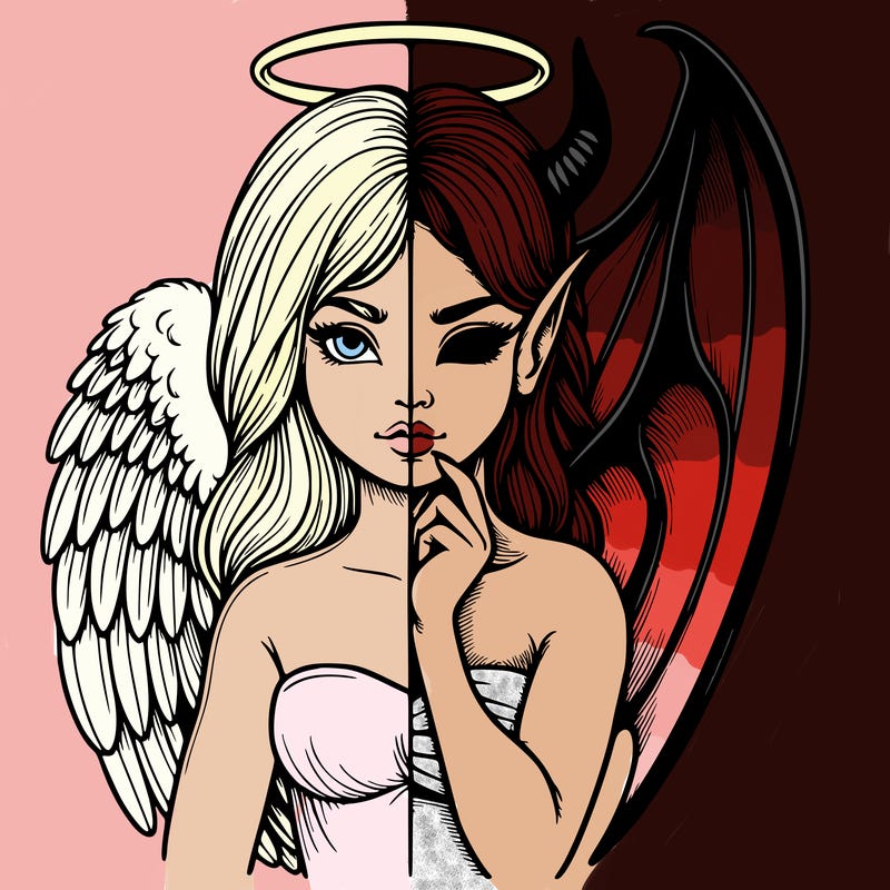 realistic angel half demon