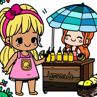 a girl trying to sell lemonade