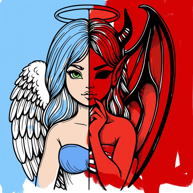 realistic angel half demon