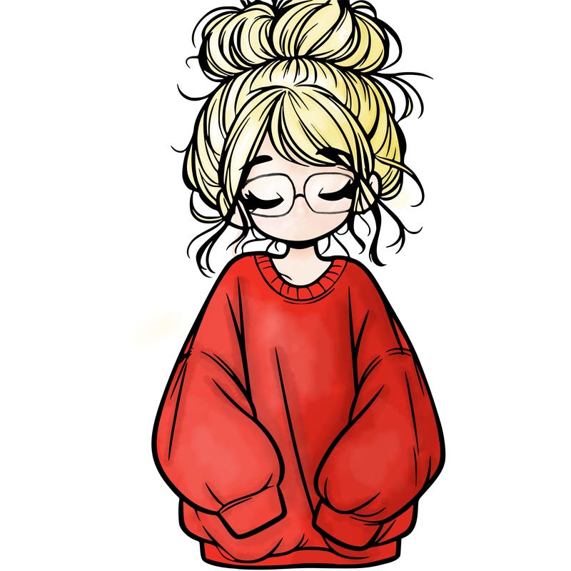 girl with baggy sweatshirt and messy bun