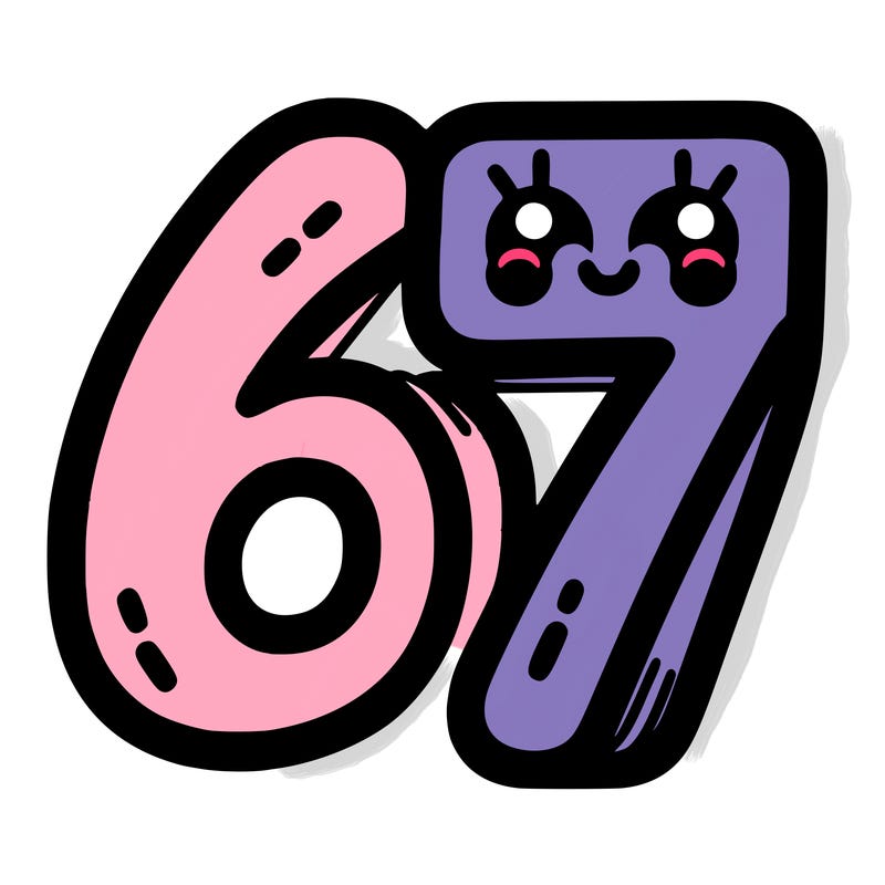 the numbers 67