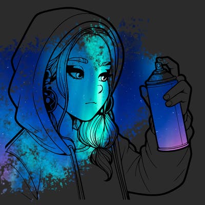 a realistic girl, spray painting