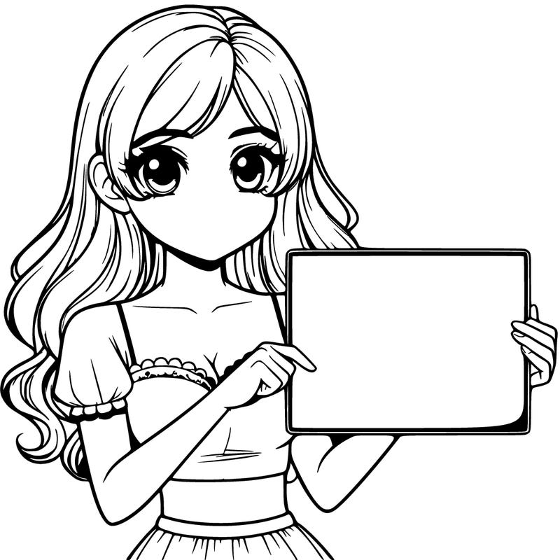 realistic pretty girl holding blank sign