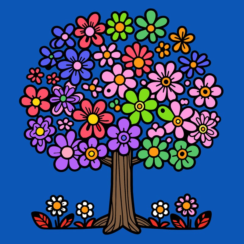 a tree made of flowers