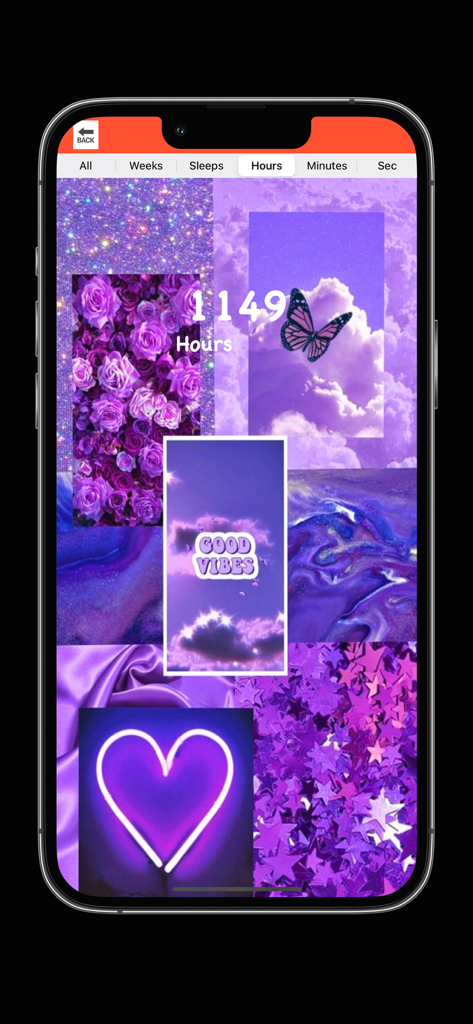 Valentine's Day Love Countdown - A purple aesthetic collage countdown timer showing 1149 hours remaining