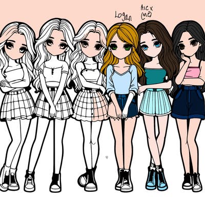 a group of girls realistic