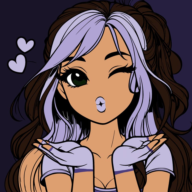 realistic girl winking and blowing a kiss while making heart hands
