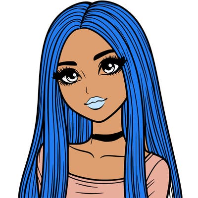 realistic girl with straight and long hair