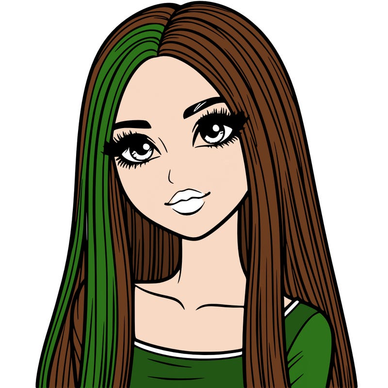realistic girl with straight and long hair