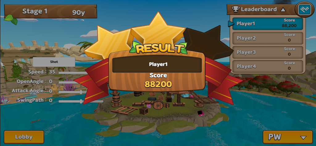 Crazy Birdie - Crazy Birdie game result screen with player score and leaderboard