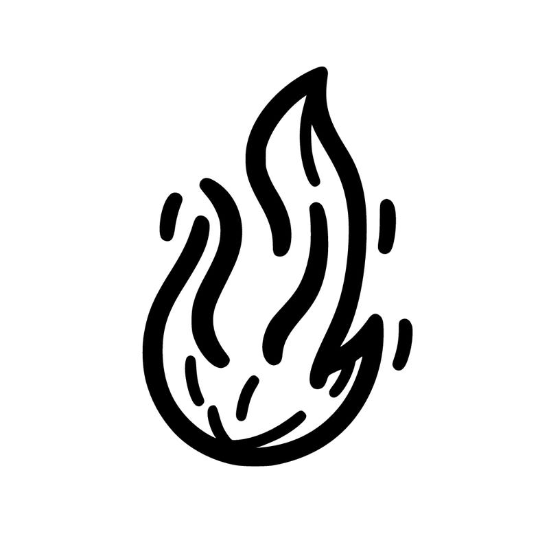 coloring page with a simple flame
