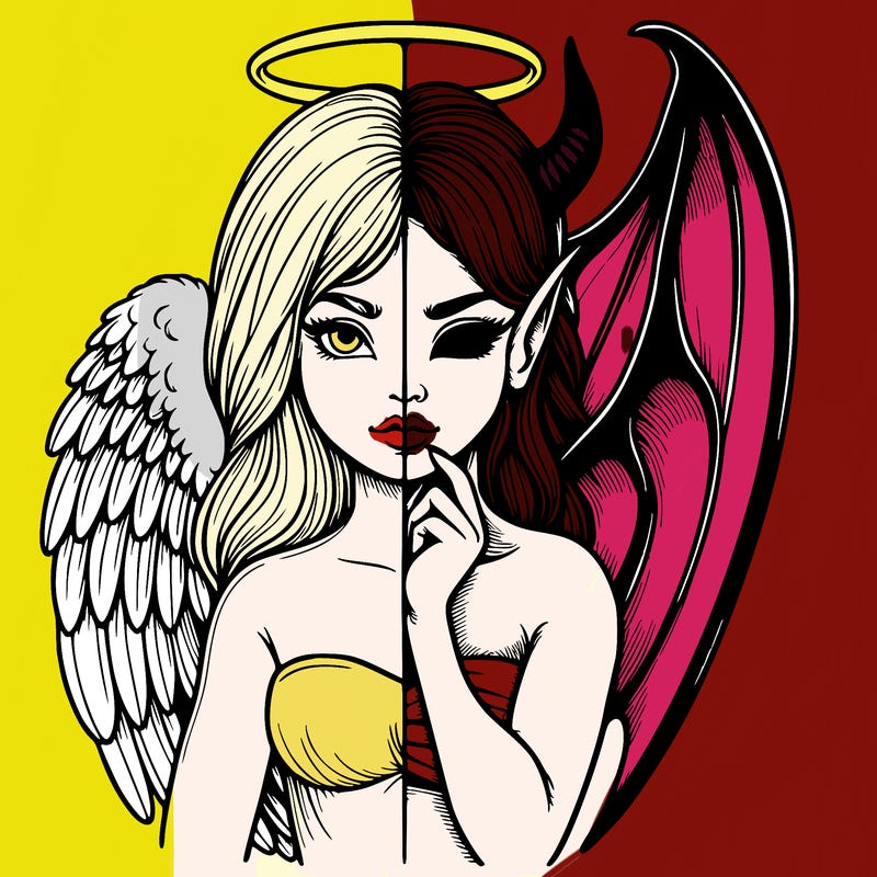 realistic angel half demon