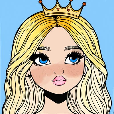 a realistic girl with a crown on
