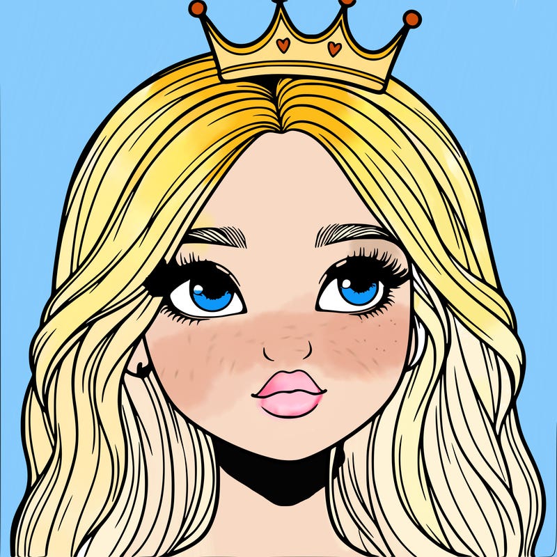 a realistic girl with a crown on