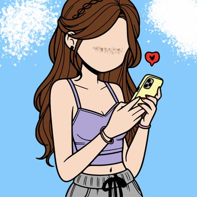 girl with crop top texting on her phone