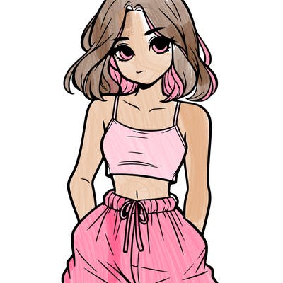 girl in crop top and baggy pantd