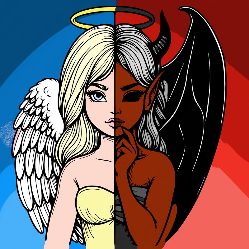 realistic angel half demon