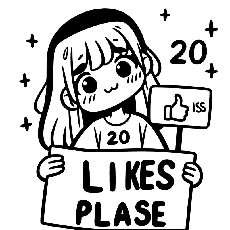 girl holding sing that says 20 likes please