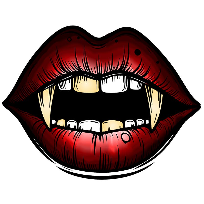lips with vampire teeth