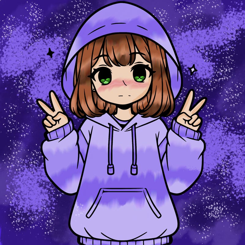 a teenage girl in an oversized hoodie standing with a peace sign