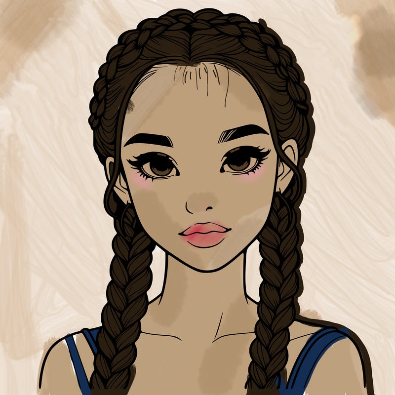 realistic girl with braids