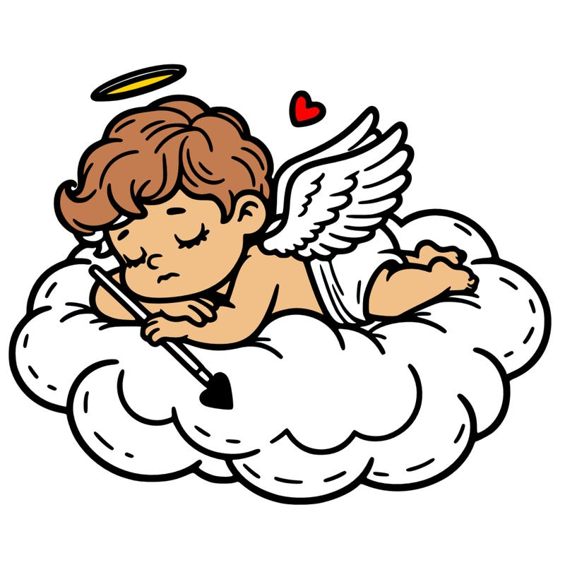 cupid asleep on a cloud